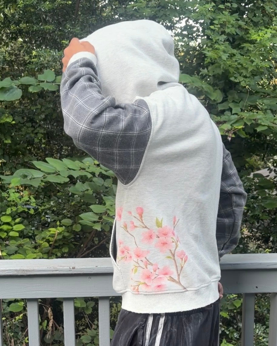 White Sakura Waffleknit Zipup
