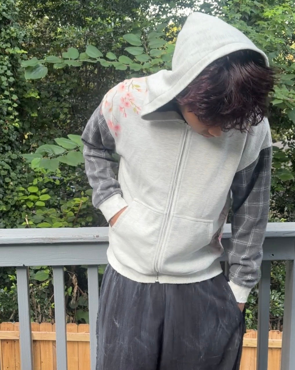White Sakura Waffleknit Zipup