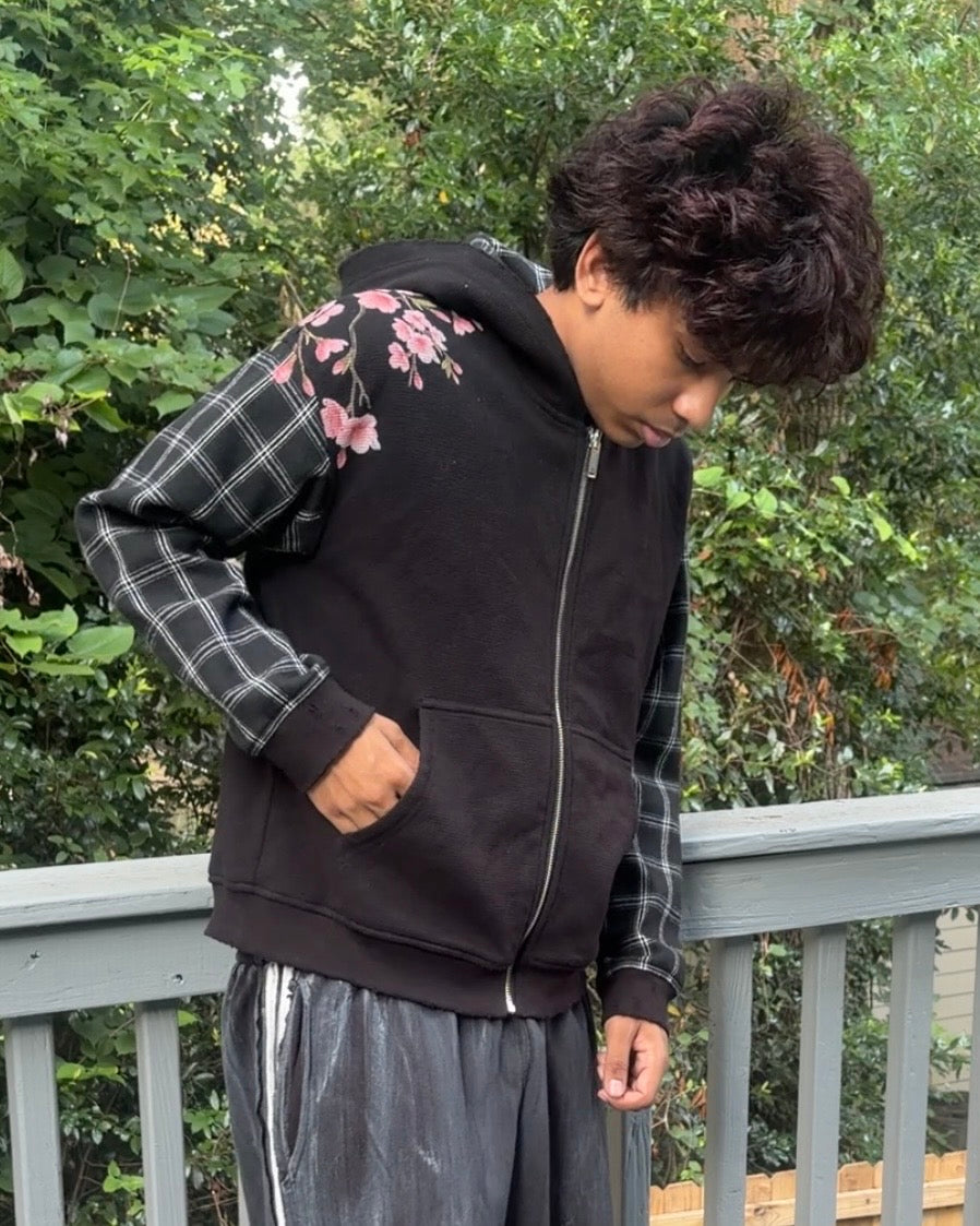 Black Sakura Waffleknit Zipup